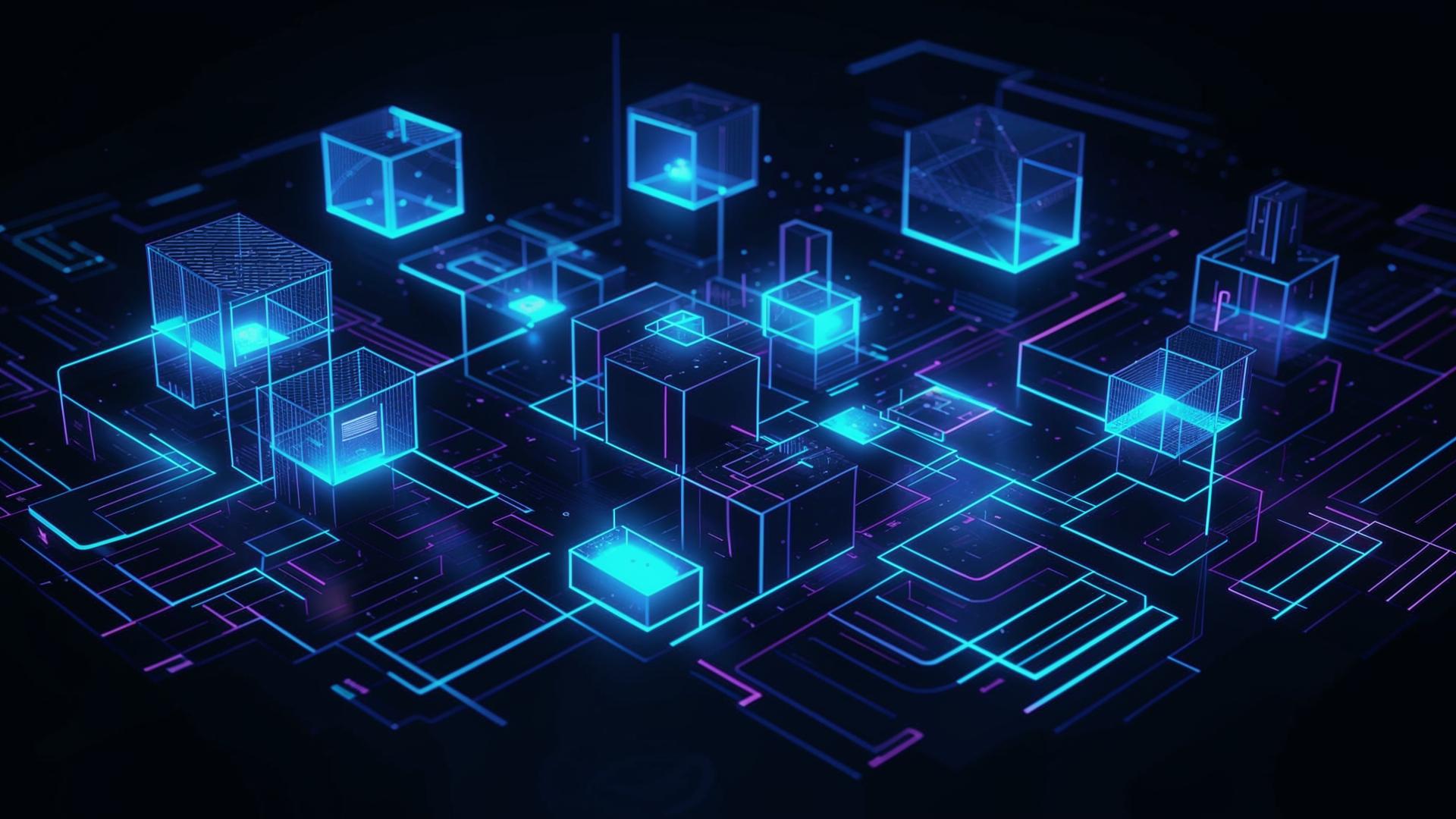 Modular AI components in futuristic layout