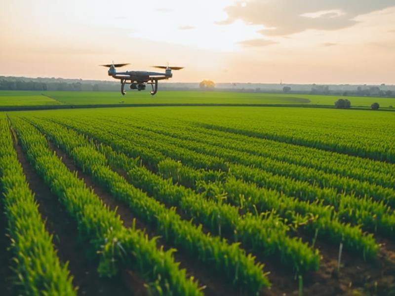 AI drone scanning farmland